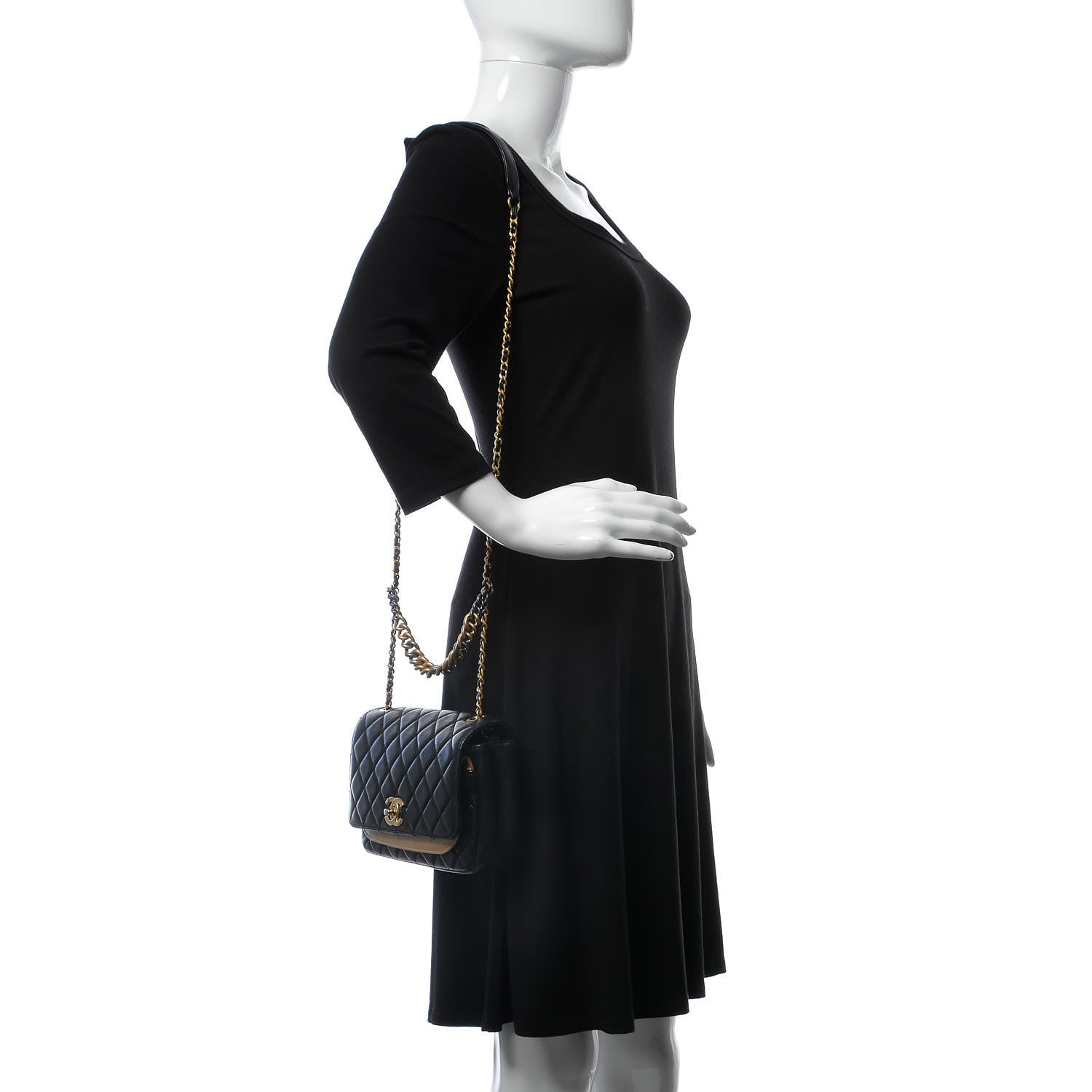 Chanel Lambskin Calfskin Quilted Private Affair Flap Black Gold 2 of 8
