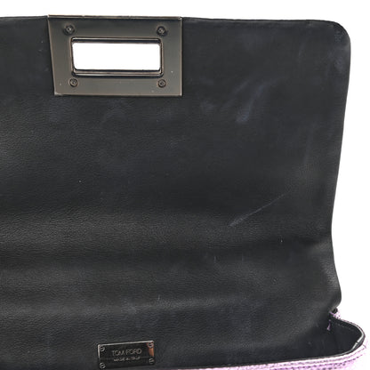 Tom Ford Lizard Calfskin Embossed Large Natalia Chain Bag Pink 7 of 15