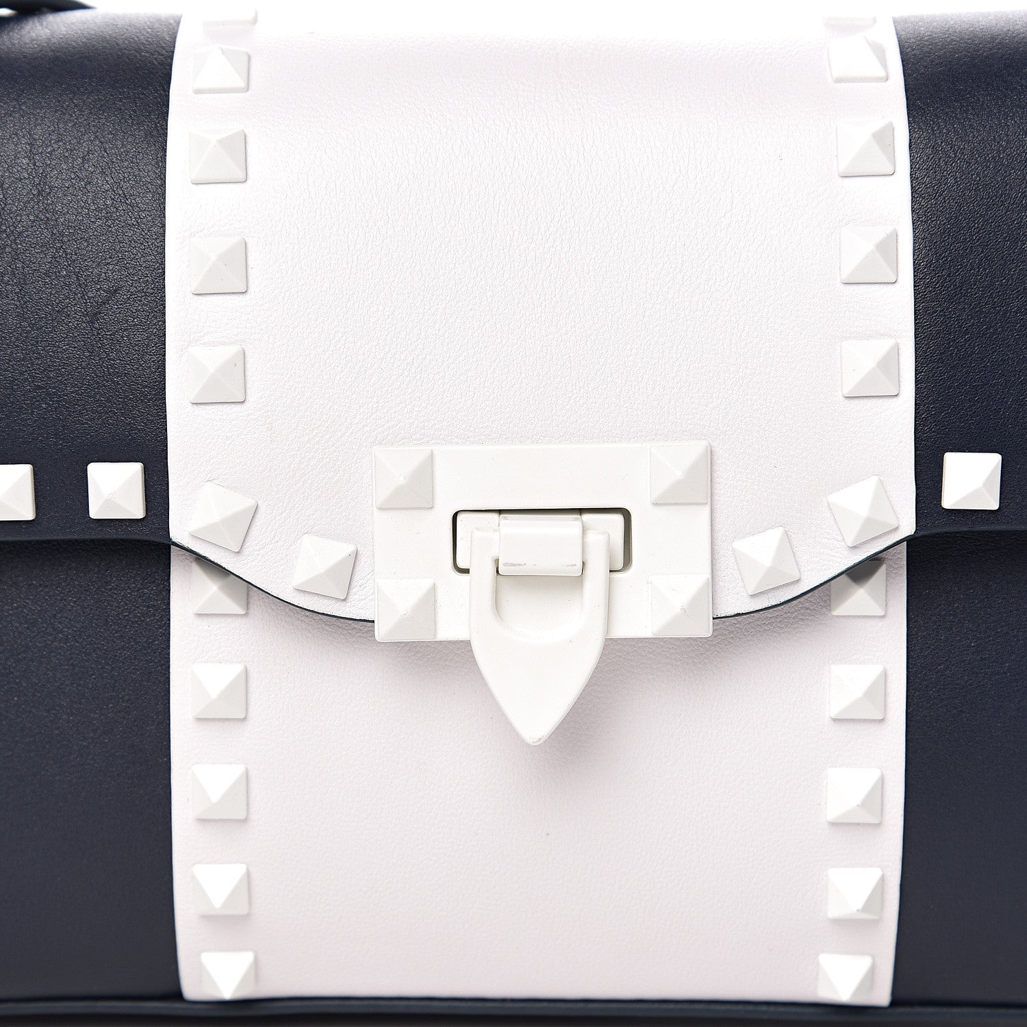 Valentino Garavani Vitello Colorblock Medium Free Rockstud Flip Lock Crossbody Bag Marine White 8 of 8