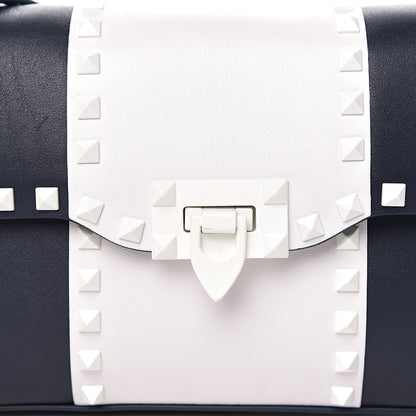 Valentino Garavani Vitello Colorblock Medium Free Rockstud Flip Lock Crossbody Bag Marine White 8 of 8