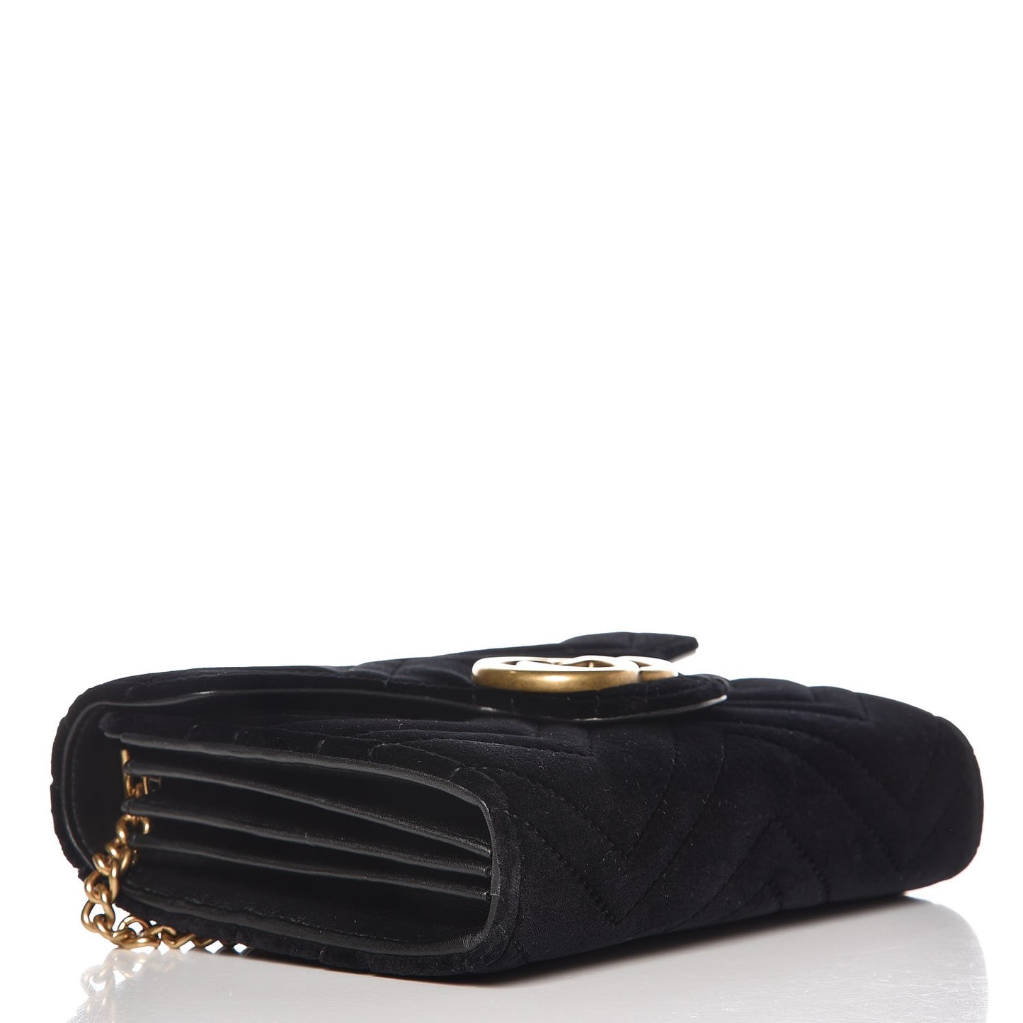 Velvet Matelasse GG Marmont Chain Wallet Black