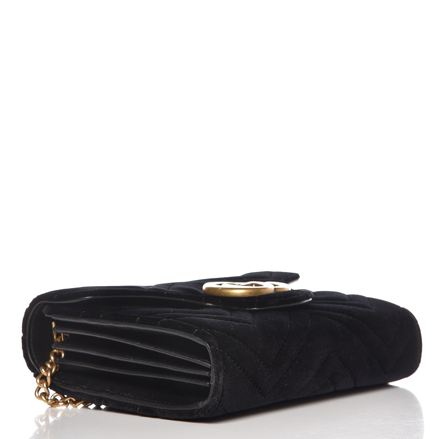 Gucci Velvet Matelasse GG Marmont Chain Wallet Black 4 of 6