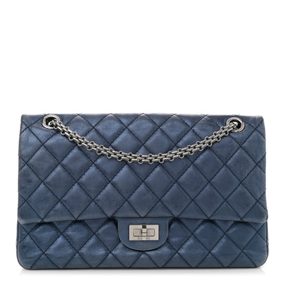 Chanel Metallic Aged Calfskin Quilted 2.55 Reissue 226 Flap Dark Navy Blue 1 of 12
