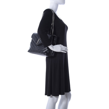 Saint Laurent Calfskin Y Quilted Monogram Medium Loulou Chain Satchel Black 2 of 11