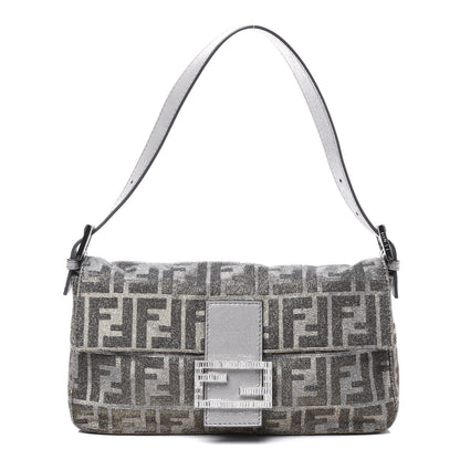 Fendi Metallic Lurex Zucca Vitello Baguette Oro Argento 1 of 10