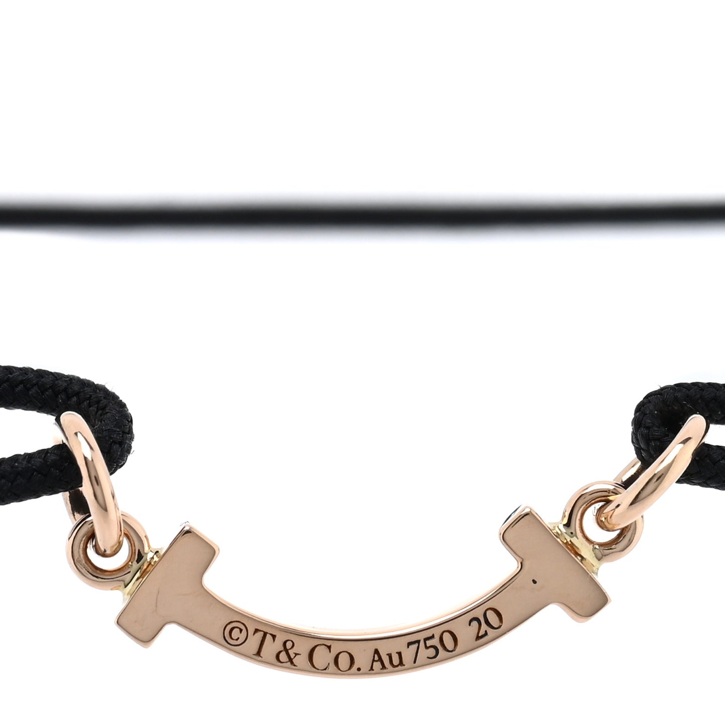 18K Yellow Gold Mini T Smile Cord Bracelet Black