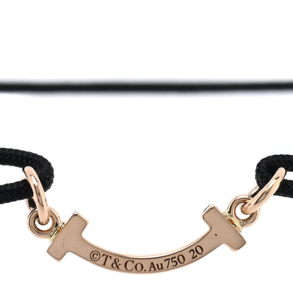 Tiffany 18K Yellow Gold Mini T Smile Cord Bracelet Black 3 of 4