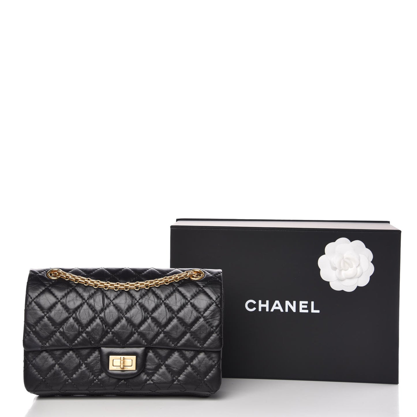 Aged Calfskin Quilted 2.55 Reissue 225 Flap Black