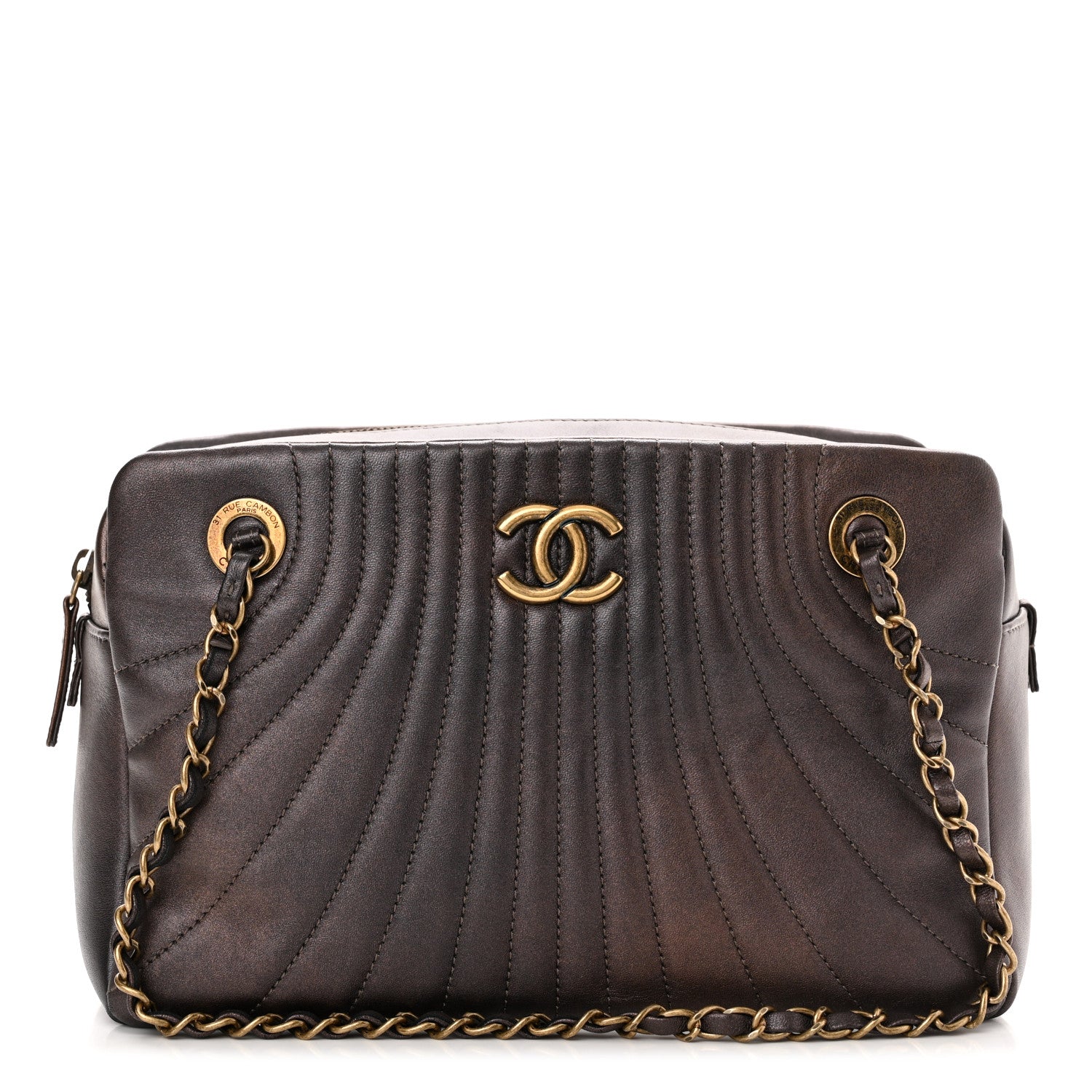 Chanel Metallic Lambskin Paris Shanghai Quilted Tote Kahki 1 of 11