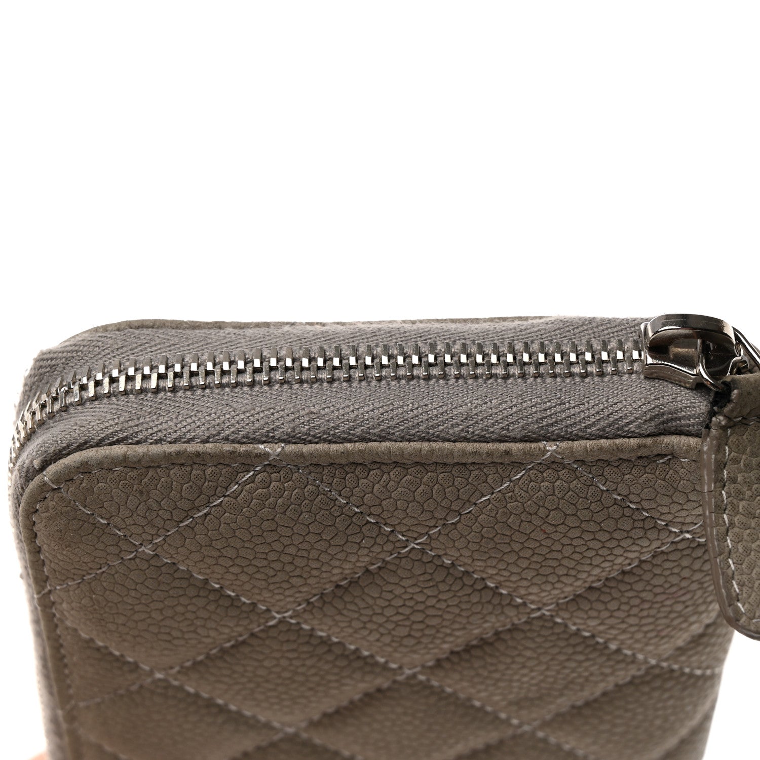 Chanel Caviar Quilted Large Gusset Zip Around Wallet Grey 10 of 12