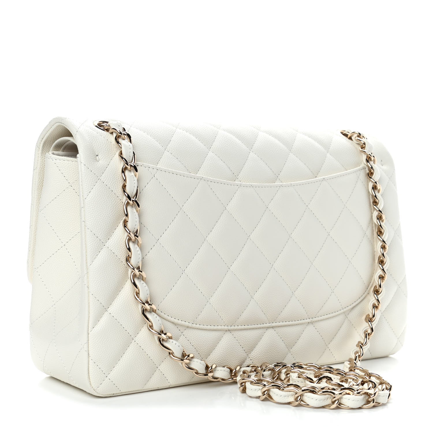 Chanel Caviar Quilted Jumbo Double Flap White 2 of 4