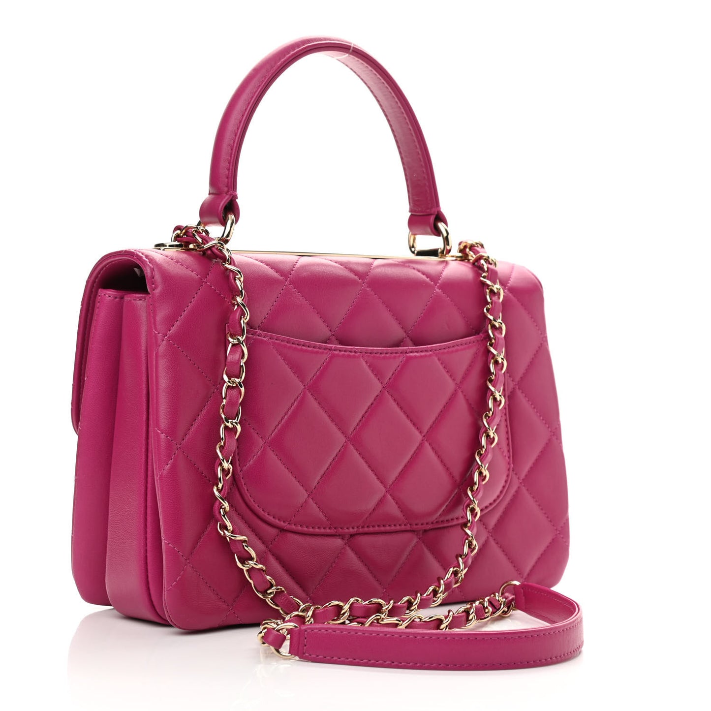 Lambskin Quilted Small Trendy CC Flap Dual Handle Bag Pink