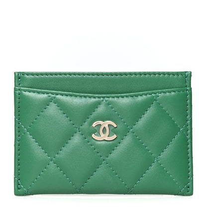 Chanel Lambskin Quilted Card Holder Green 2 of 9