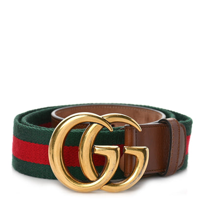 Gucci Nylon Calfskin Double G Web 40mm Belt 95 38 95 38 Green Red Cuir 1 of 6