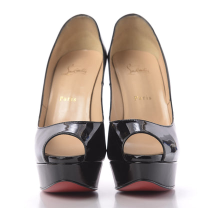 Christian Louboutin Patent Lady Peep 150 Pumps 40 Black 2 of 9