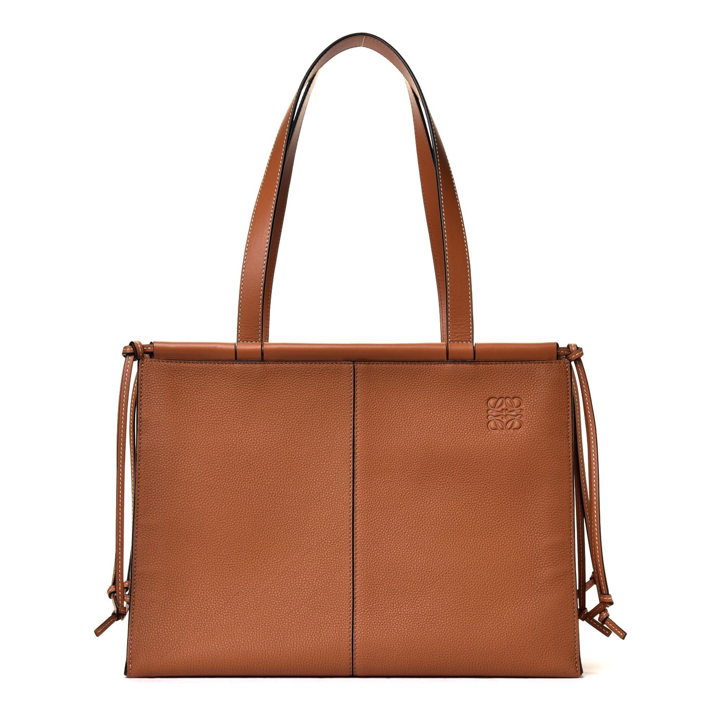 Grained Calfskin Cushion Tote Tan