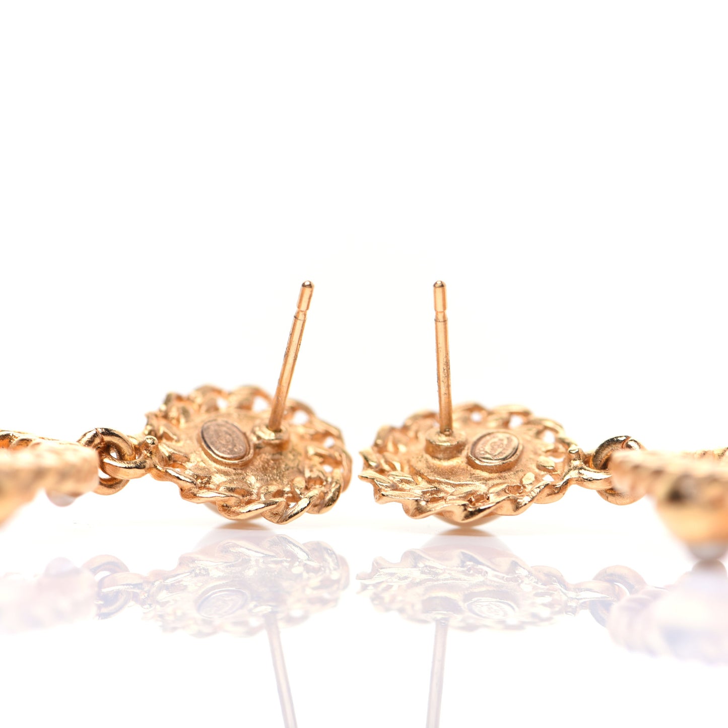 Pearl Gripoix CC Chain Drop Earrings Gold