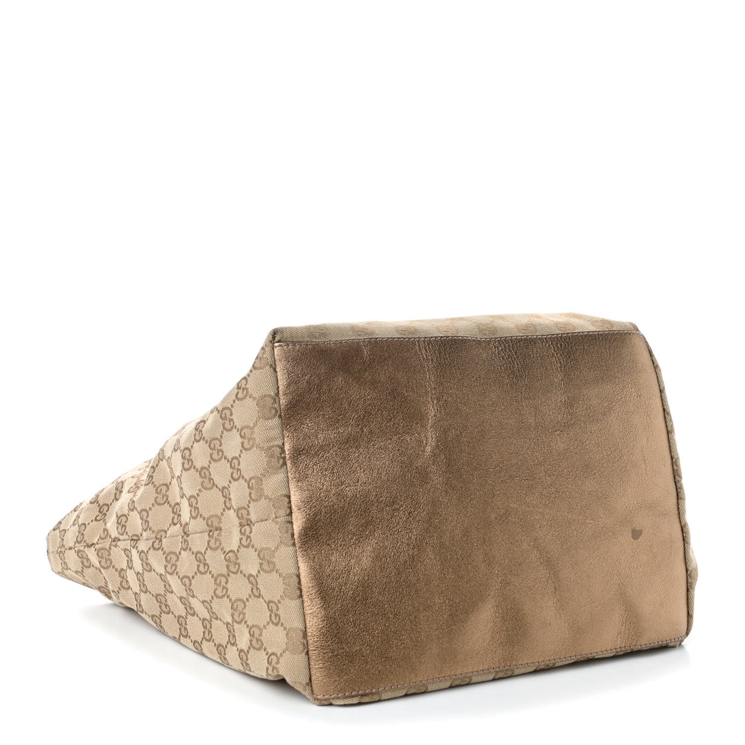 Gucci GG Monogram Large Web Handle Bucket Tote Gold 3 of 4