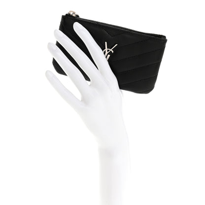 Saint Laurent Calfskin Matelasse Monogram Key Pouch Black 2 of 8
