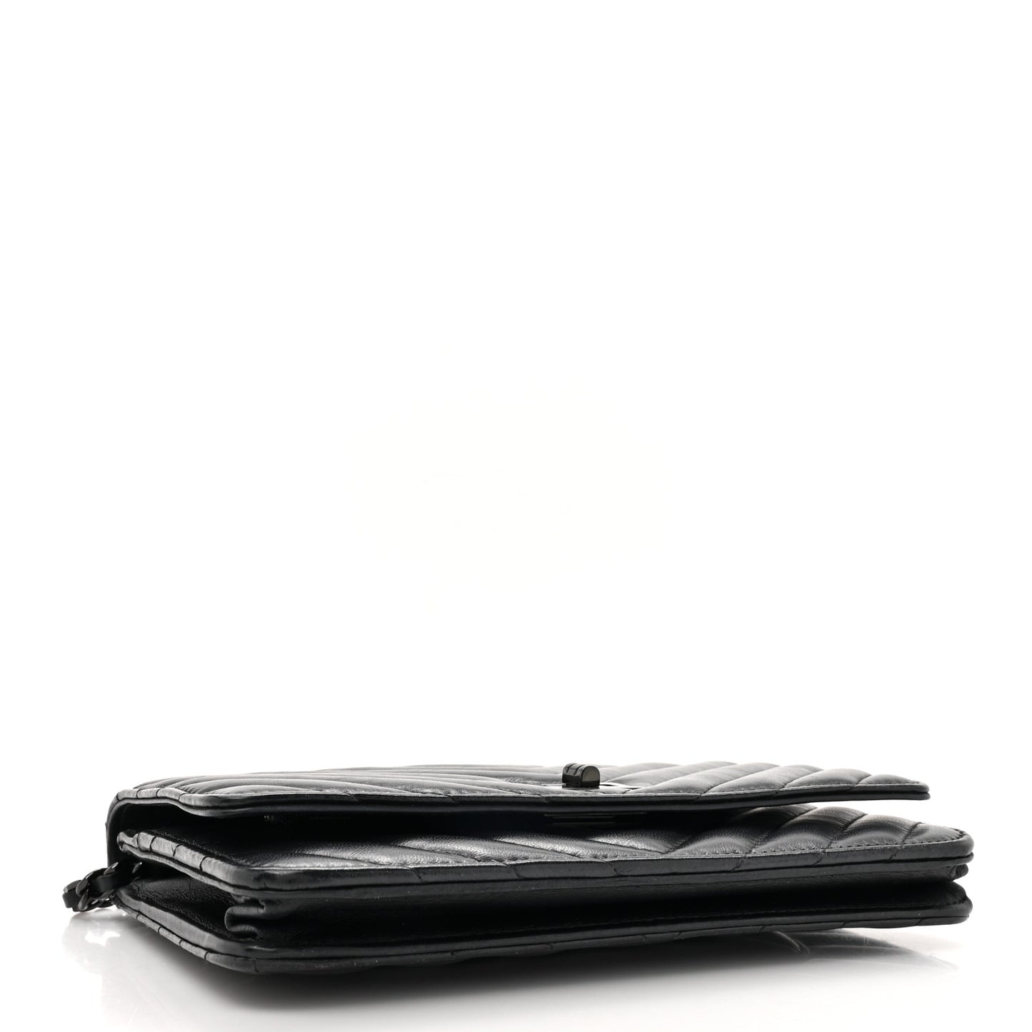 Aged Calfskin Chevron Quilted Reissue Wallet On Chain WOC So Black