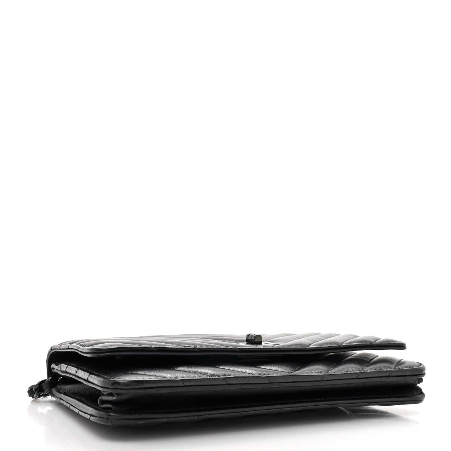 Chanel Aged Calfskin Chevron Quilted Reissue Wallet On Chain WOC So Black 4 of 17