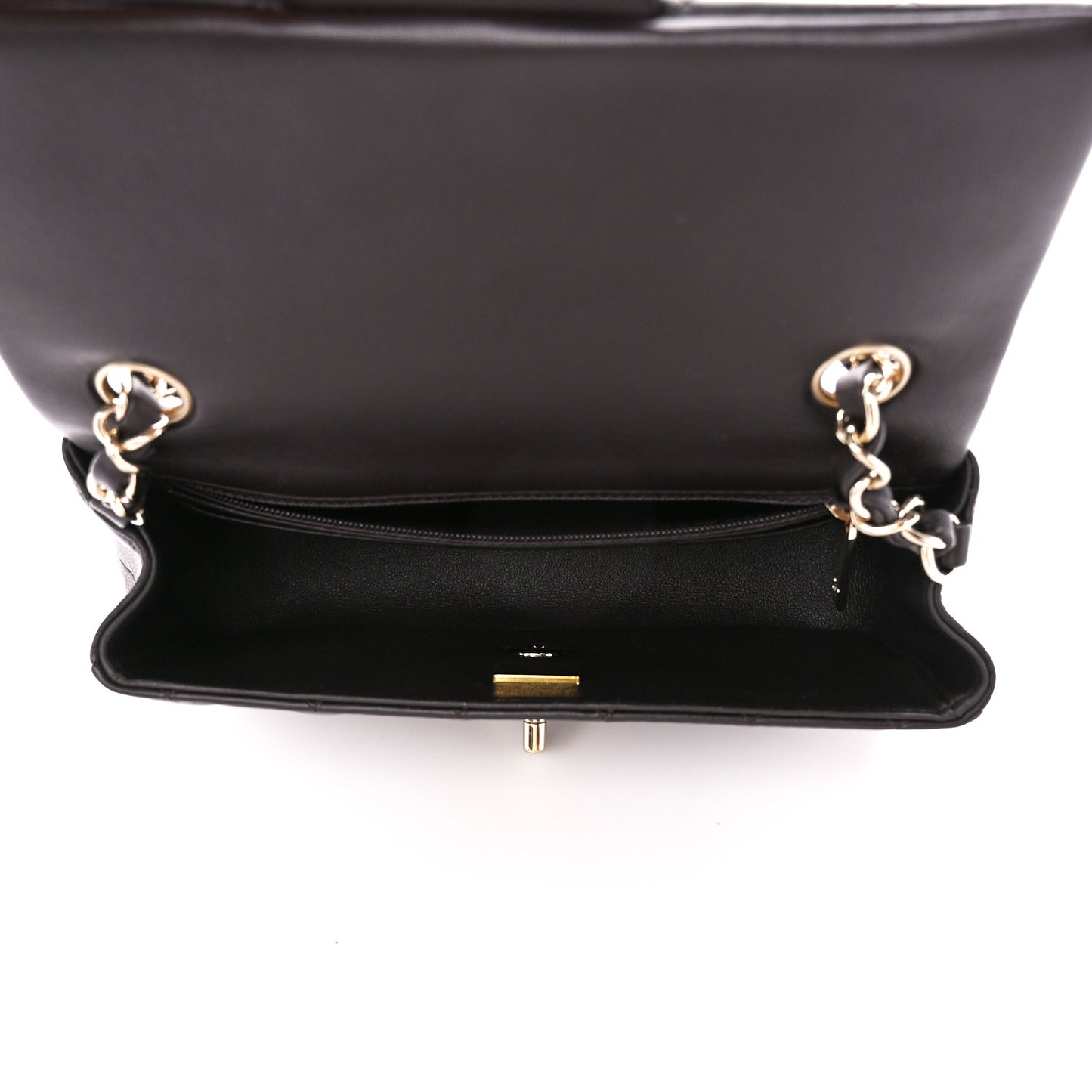 Lambskin Quilted Mini Rectangular Flap Dark Brown