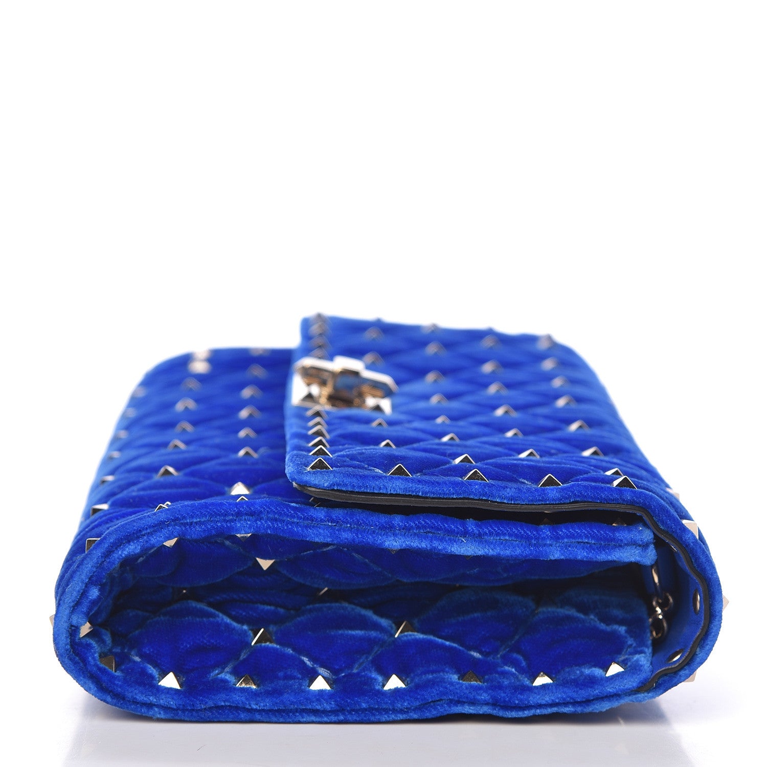 Valentino Garavani Velvet Rockstud Spike Wallet on Chain Acid Blue 7 of 14