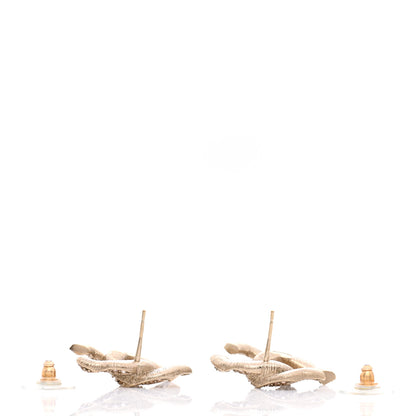 Chanel Crystal Twisted CC Earrings Light Gold Pale Pink 6 of 10