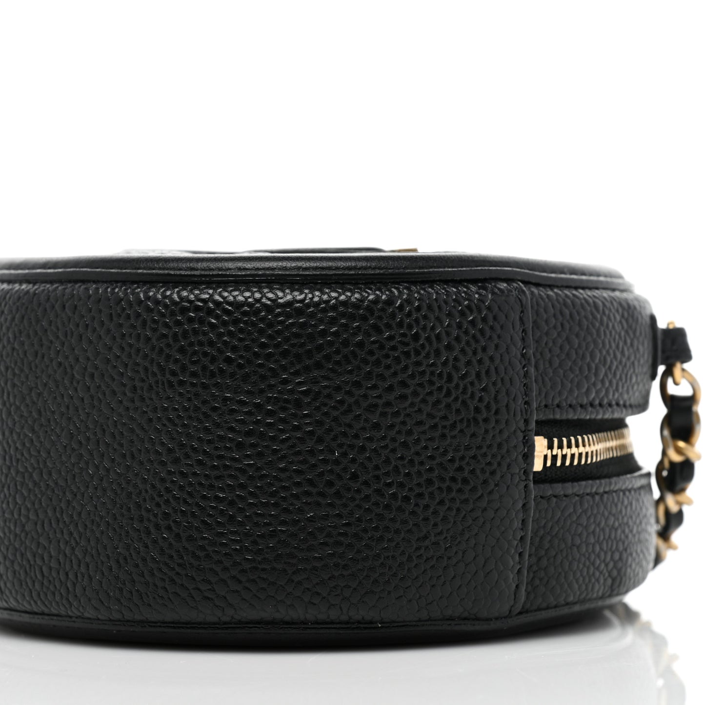 Caviar Quilted Round Filigree Crossbody Black