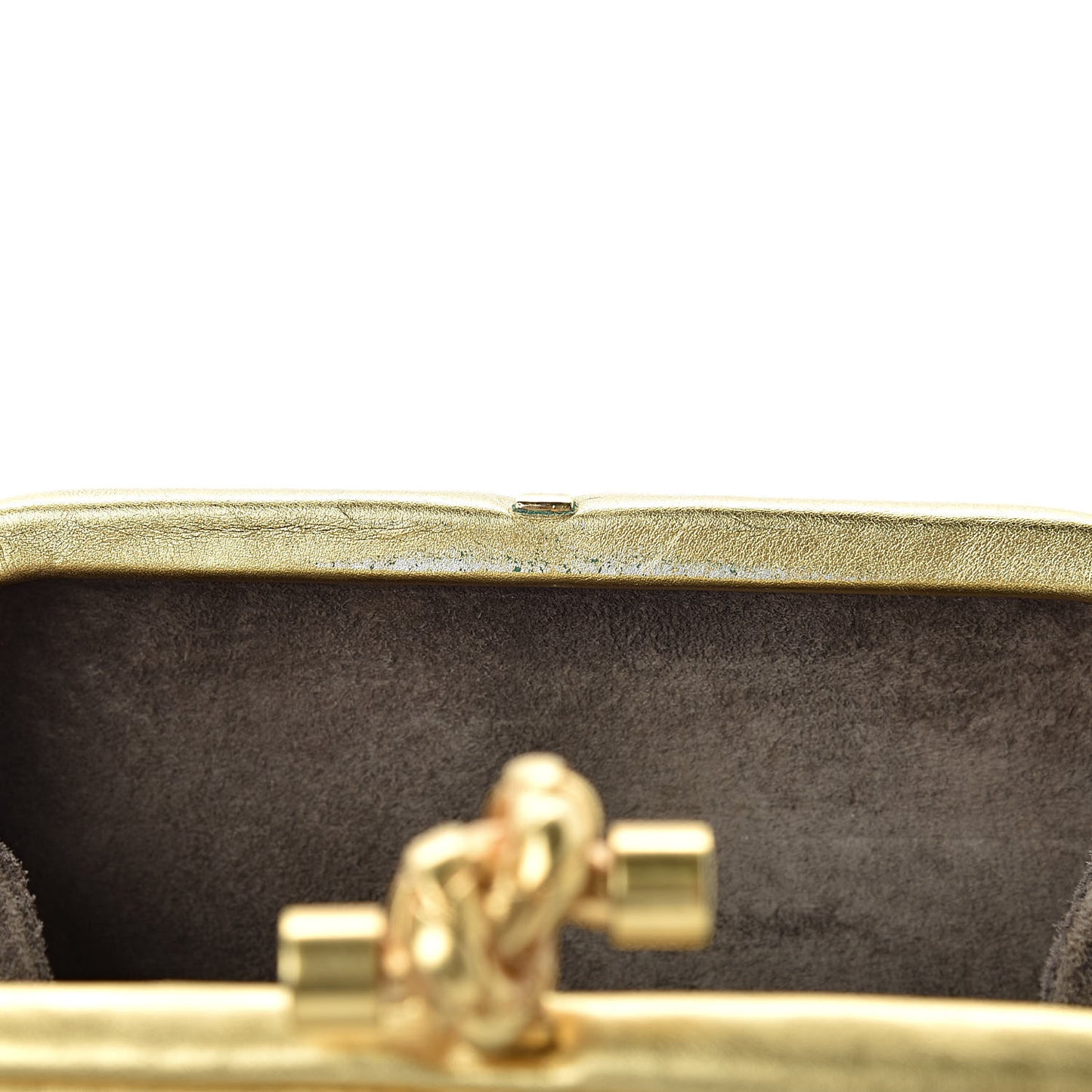 Gilded Waxed Leather Knot Clutch Gold Green