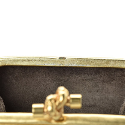 Bottega Veneta Gilded Waxed Leather Knot Clutch Gold Green 8 of 13