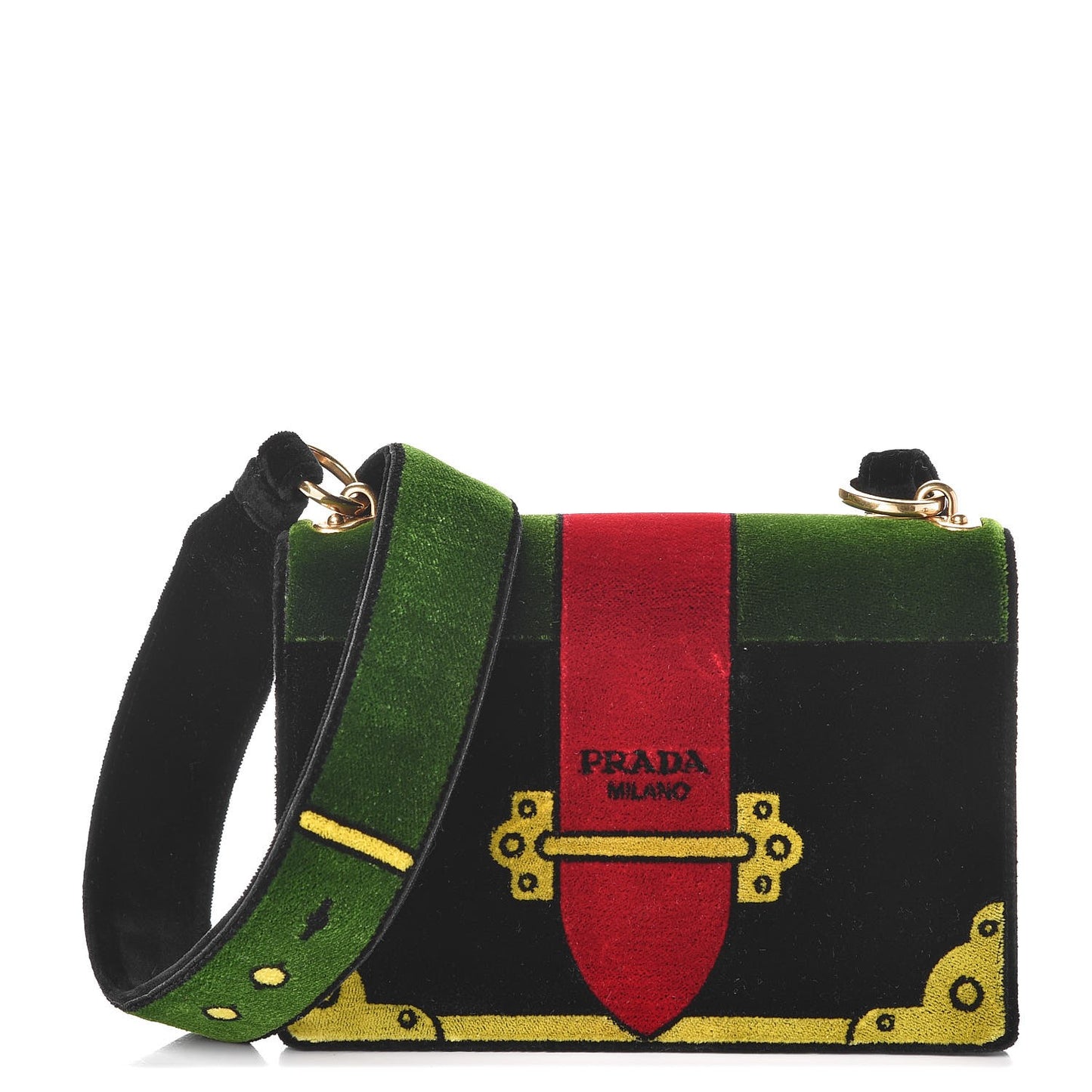Velluto Ricamo Cahier Shoulder Bag Black