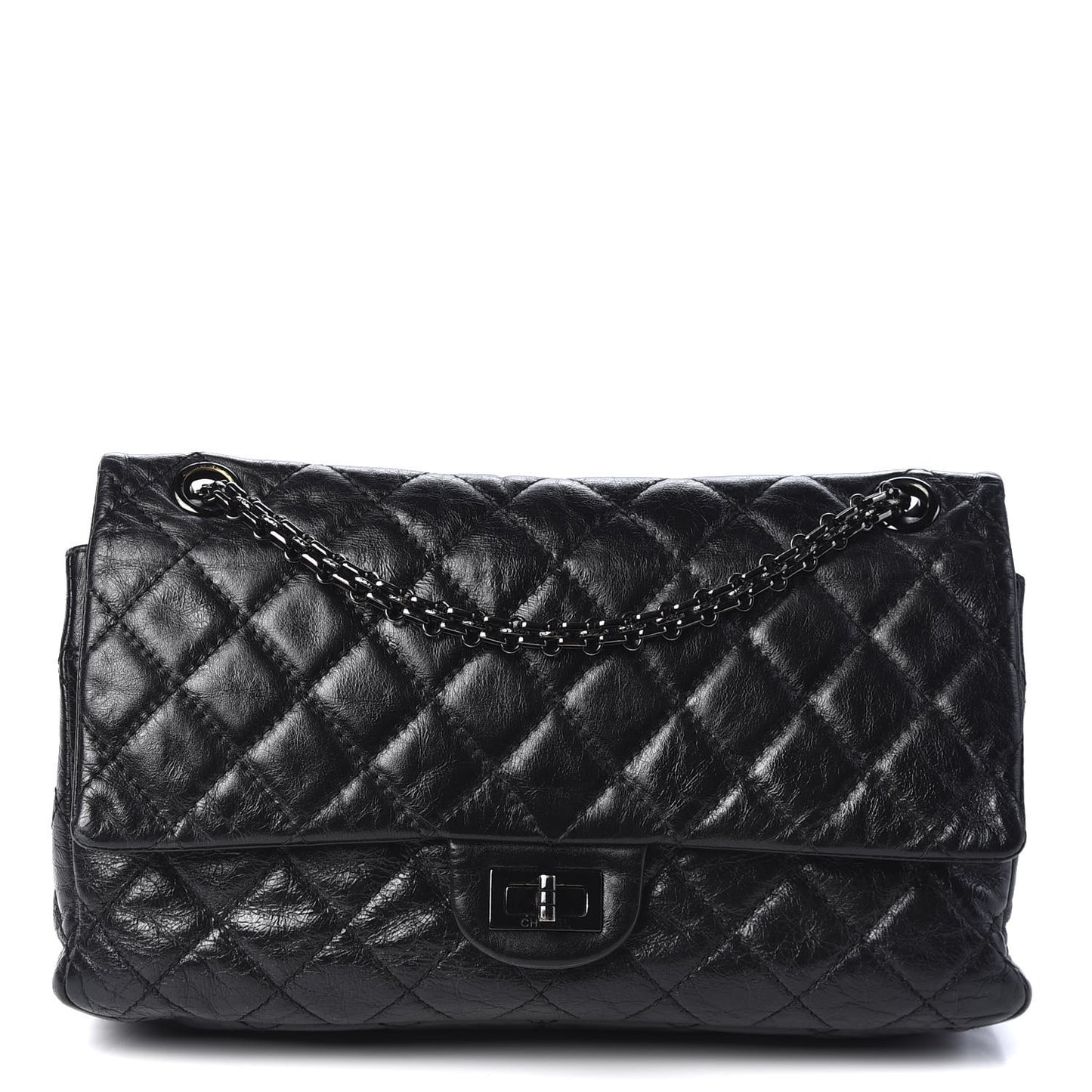 Aged Calfskin Quilted 2.55 Reissue 226 Flap So Black