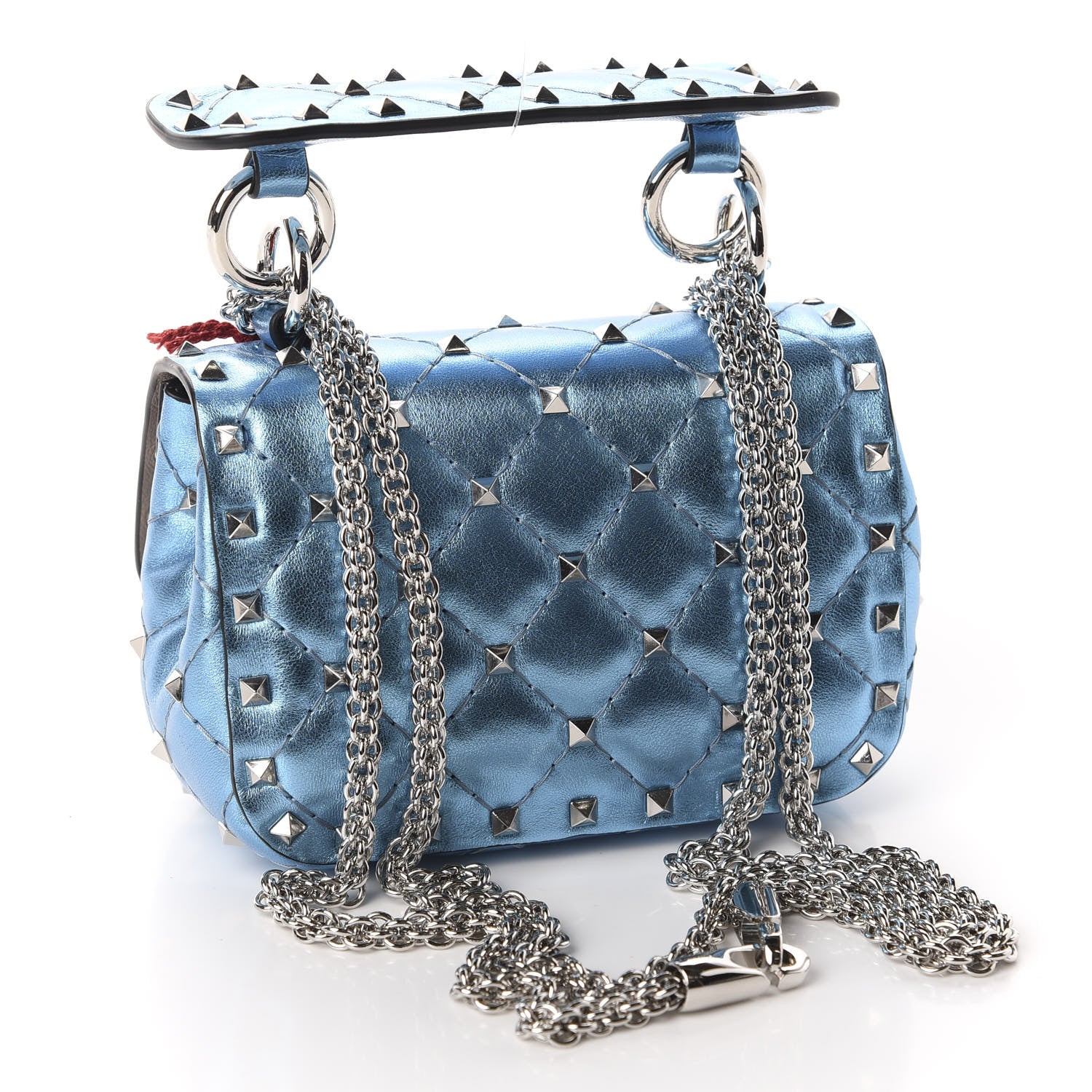 Valentino Garavani Metallic Nappa Micro Rockstud Spike Shoulder Bag Cerulean 3 of 9