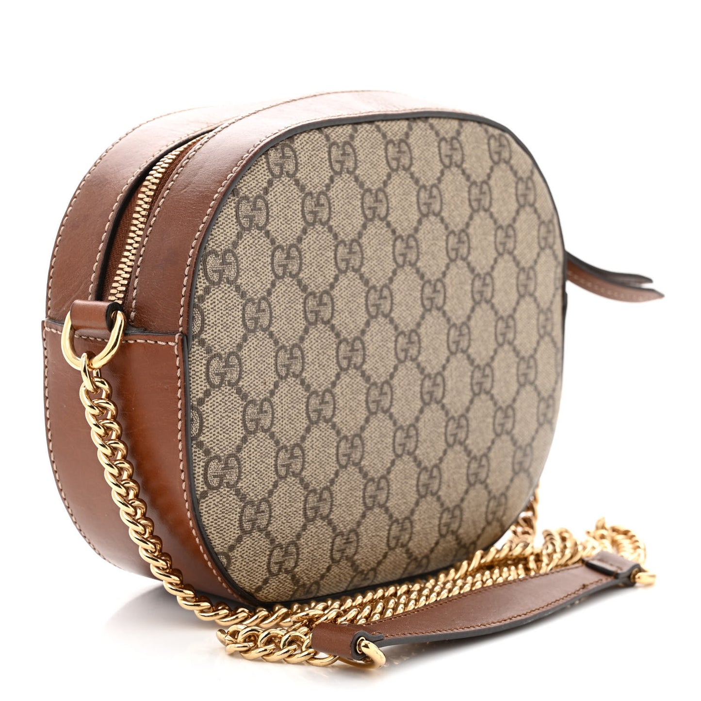 GG Supreme Monogram Cuoio Toscano Mini Chain Shoulder Bag Beige Ebony Cuir