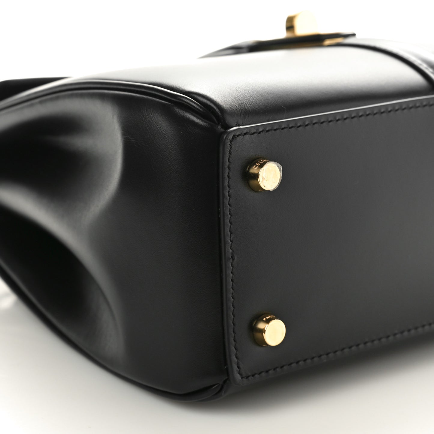 Satinated Calfskin Small 16 Top Handle Bag Black