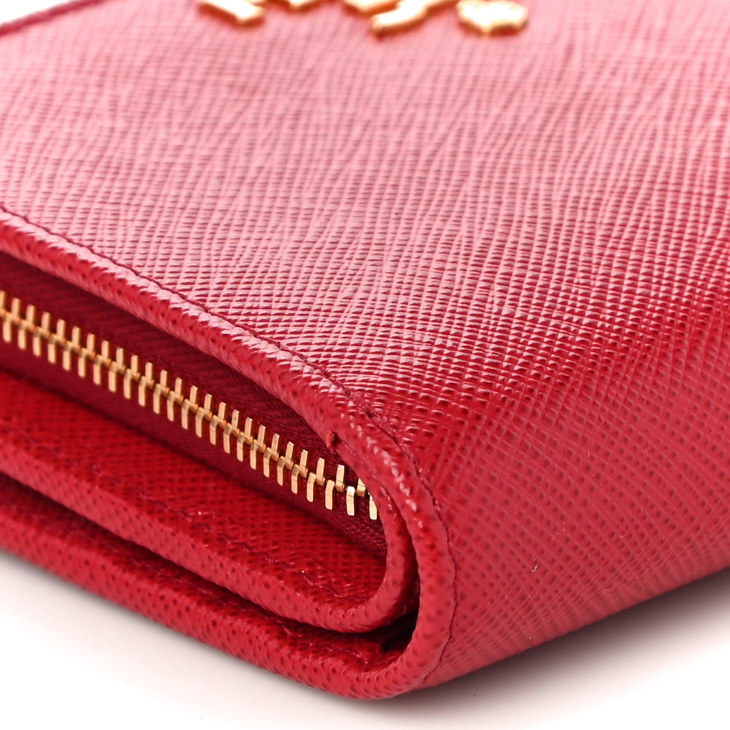 Prada Saffiano Metal Compact Wallet Fuoco 9 of 11