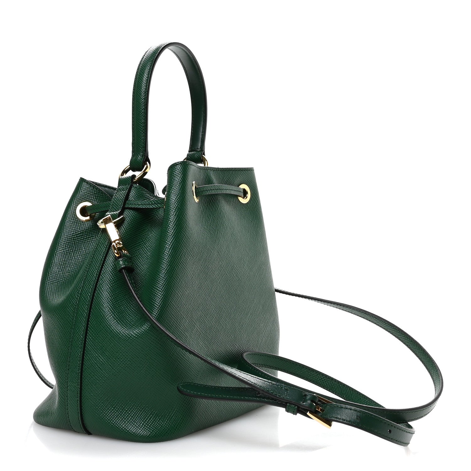 Prada Saffiano Cuir Bucket Bag Biliardo 3 of 10