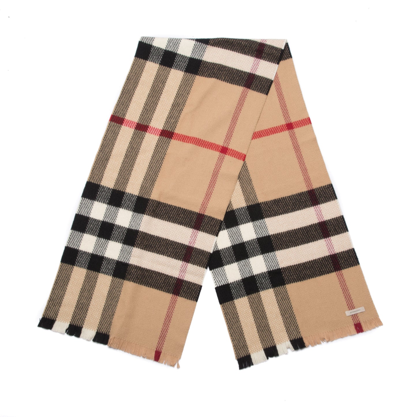 Merino Wool Giant Check Scarf Camel