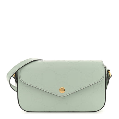 Gucci Calfskin GG Super Mini Shoulder Bag Pale Blue 1 of 11