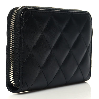 Chanel Lambskin Crystal Star Quilted Studded CC Zip Around Card Holder Wallet Black 3 of 9