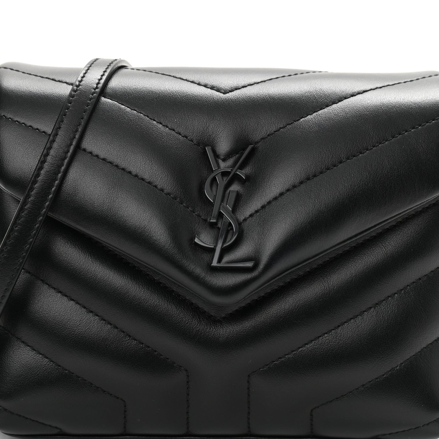 Calfskin Y Quilted Monogram Toy Loulou Crossbody Bag Black
