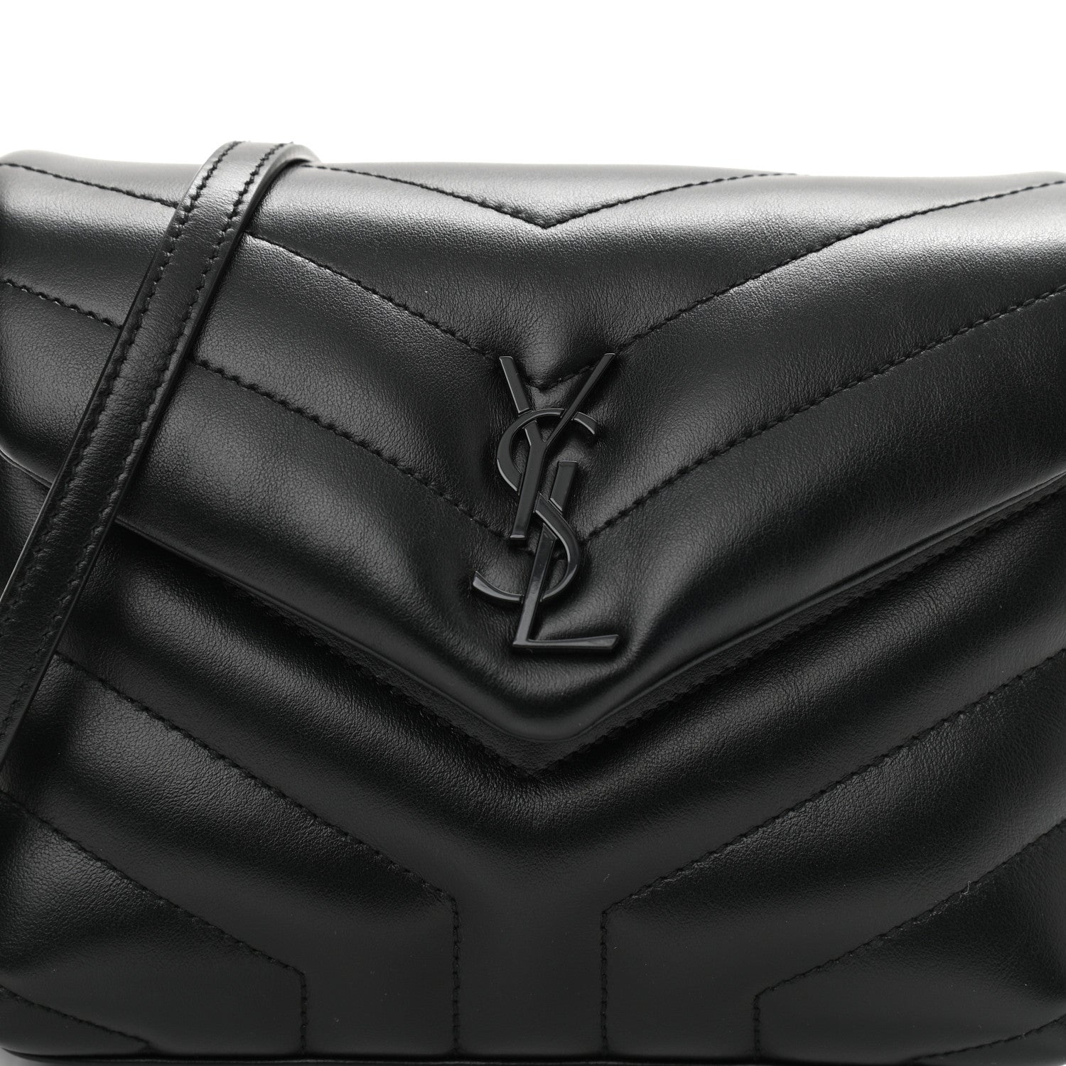 Saint Laurent Calfskin Y Quilted Monogram Toy Loulou Crossbody Bag Black 8 of 11