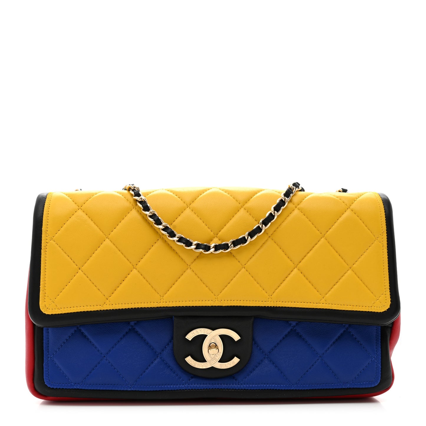 Lambskin Quilted Graphic Medium Flap Multicolor
