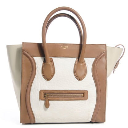 Celine Smooth Calfskin and Shrunken Lambskin Mini Tri-Color Luggage Chalk 1 of 10