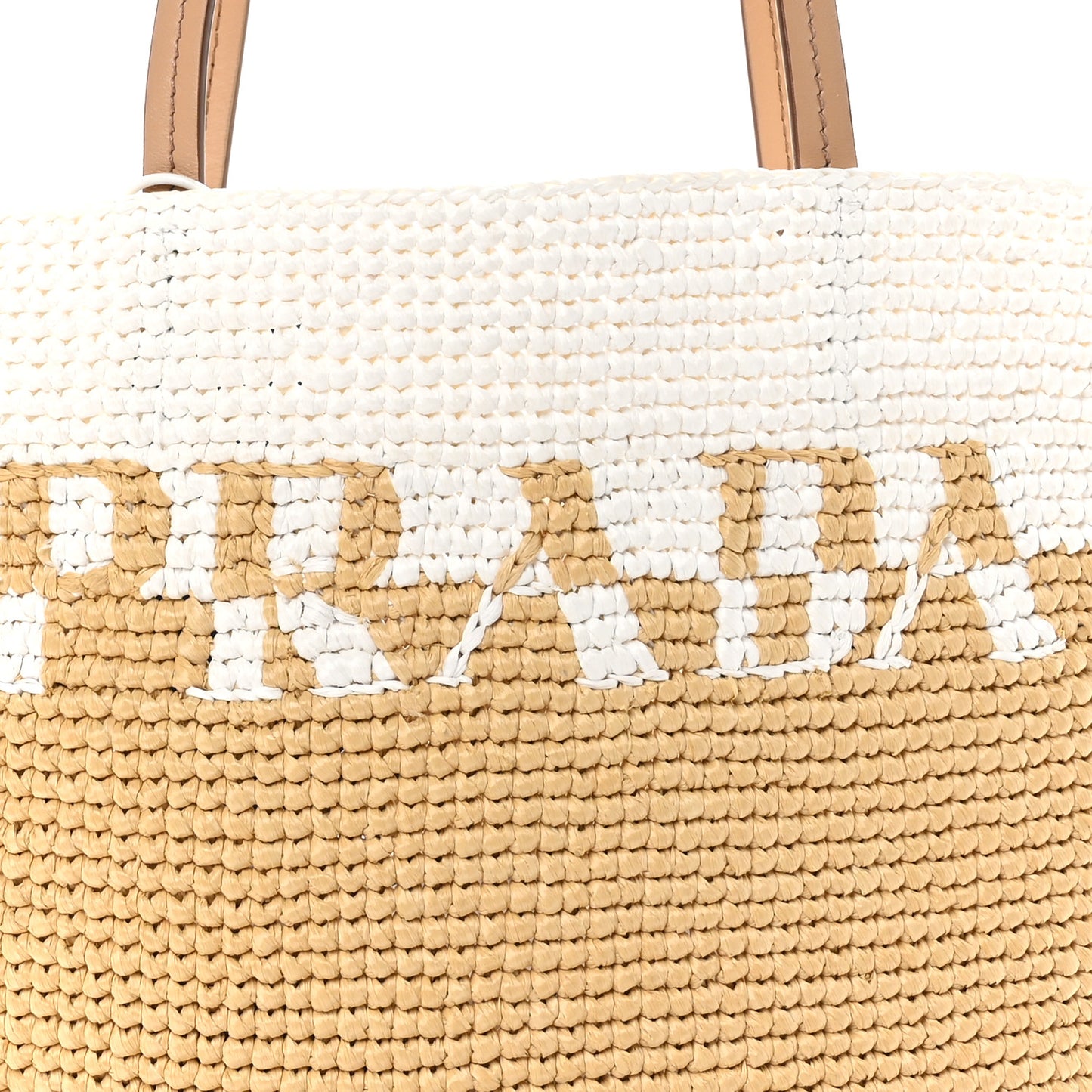 Yarn Raffia Effect Crochet Vitello Logo Shopping Tote Naturale White