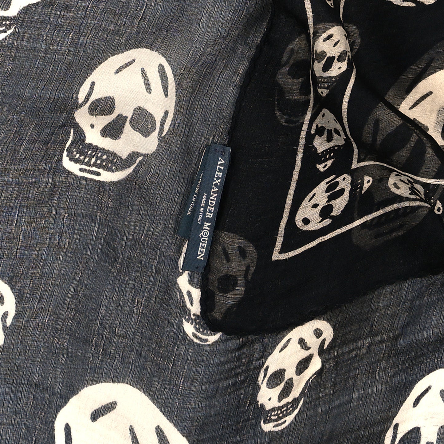 Silk Chiffon Skull Scarf Black Ivory