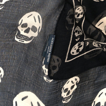Alexander McQueen Silk Chiffon Skull Scarf Black Ivory 4 of 4