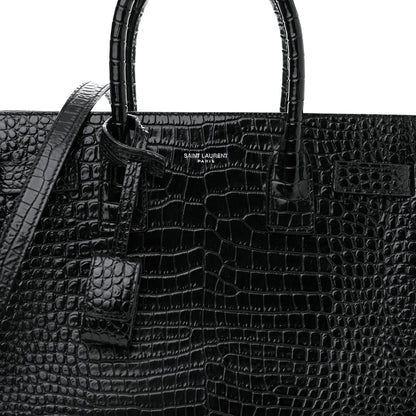Saint Laurent Calfskin Crocodile Embossed Baby Sac De Jour Black 8 of 14