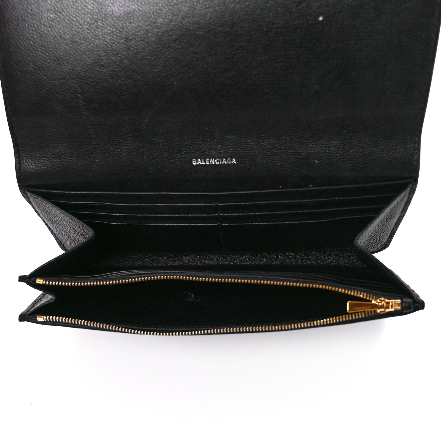 Grained Calfskin Logo Cash Thin Money Wallet Black White